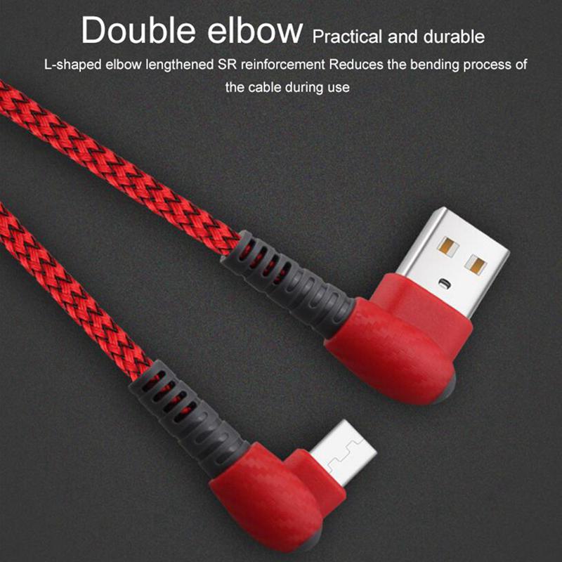 Nylon Braided Ultra Durable 90 Degree Android Charging Cable Right Angle Micro USB Charger Cable