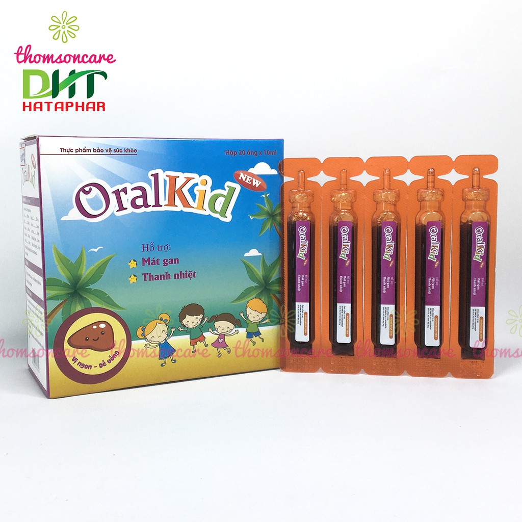 Mát gan, thanh nhiệt cho bé từ thảo dược - Oral Kid hộp 20 ống siro từ actiso, diếp cá, cam thảo, giảm mẩn ngứa