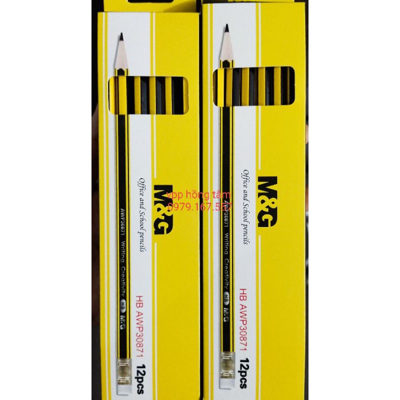 Hộp 12c bút chì gỗ HB kèm tẩy M&G 30871