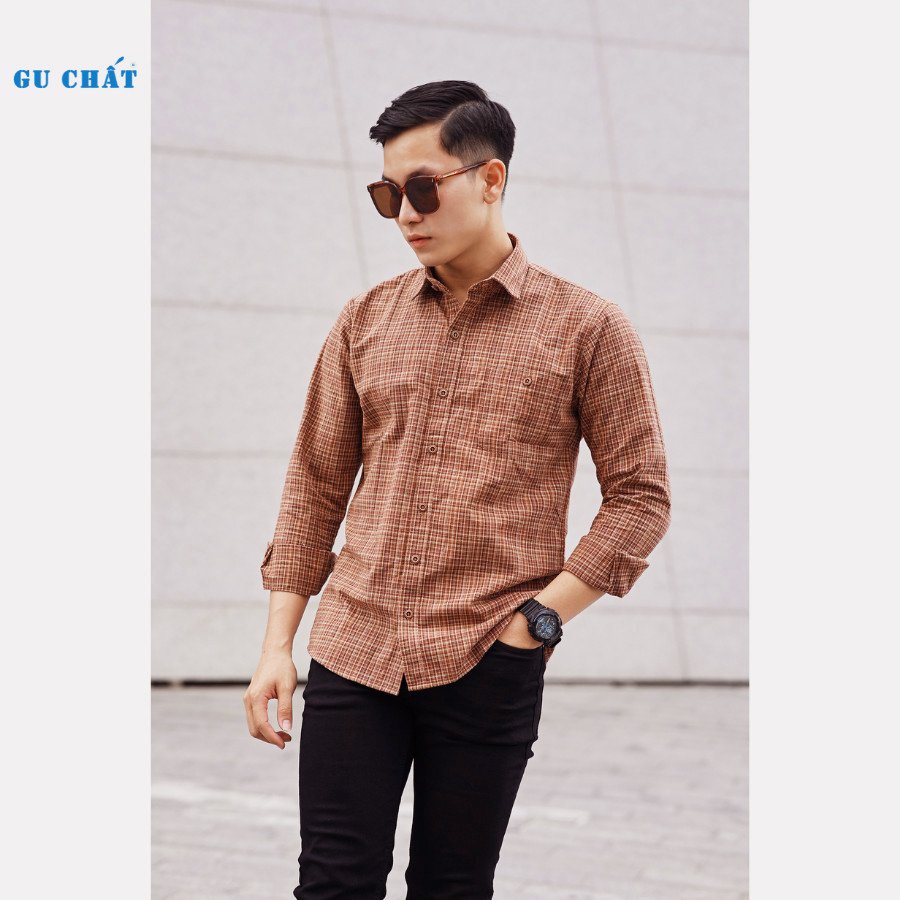 Áo Sơ Mi Nam Tay Dài GU CHẤT, Chất Liệu Đũi Xướt, Chuẩn Form, Trẻ Trung, Thanh Lịch GUSM22