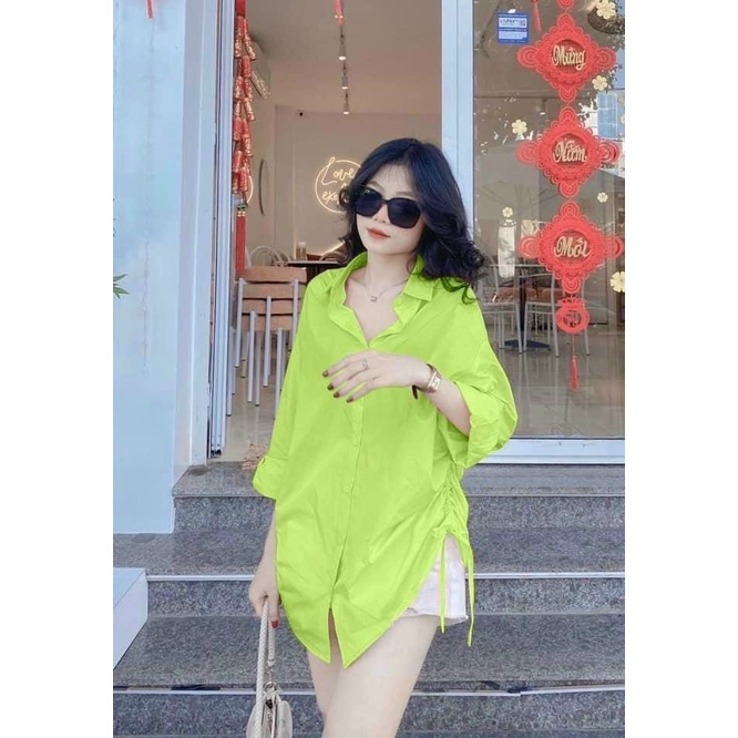 Set Áo Sơ Mi Form Rộng Nhún Hông Và Quần Ngắn Thời Trang Nữ