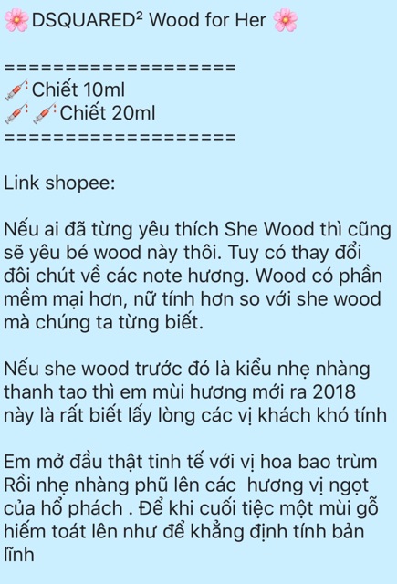 [Mẫu thử] Nước hoa Nữ Dsquared2 Wood For Her | BigBuy360 - bigbuy360.vn