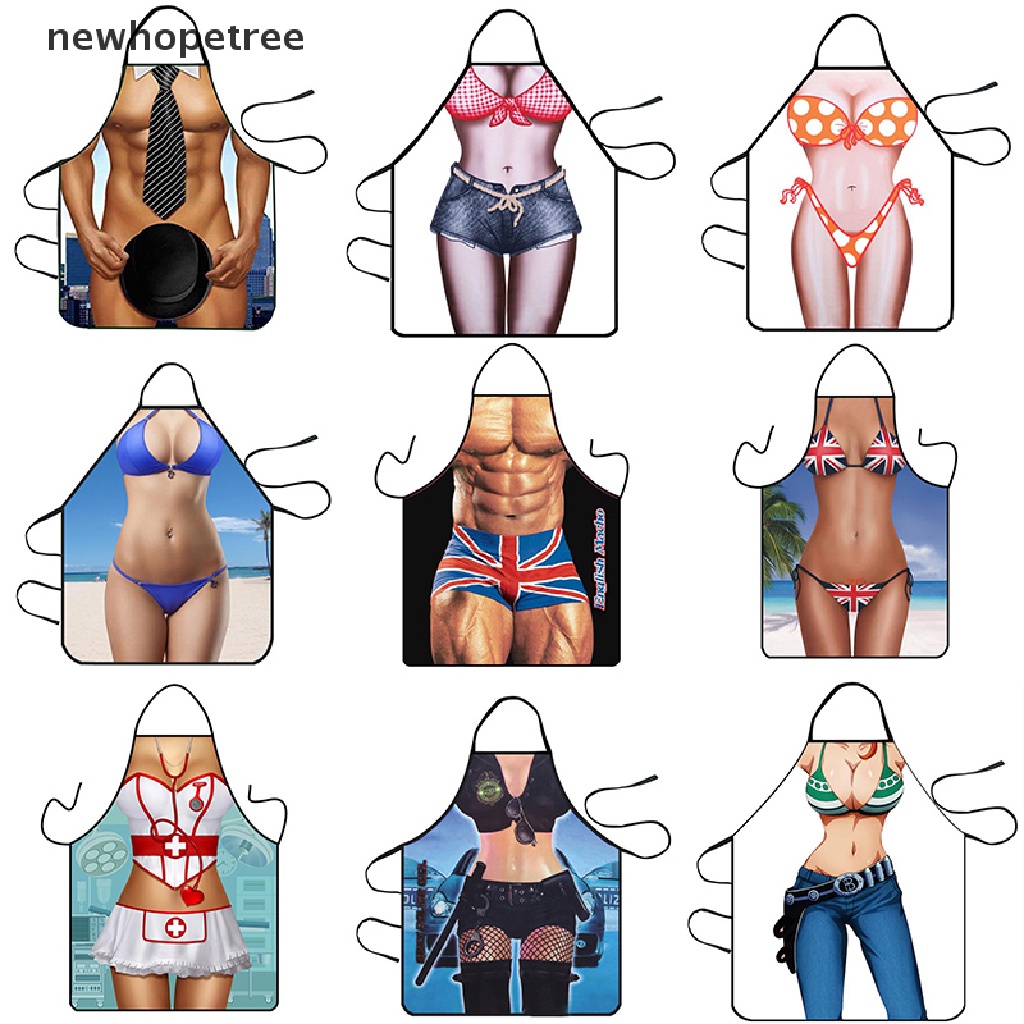 newhopetree Funny Muscle Man Kitchen Apron Sexy Women Cooking Pinafore Home Cleaning Tool OIK