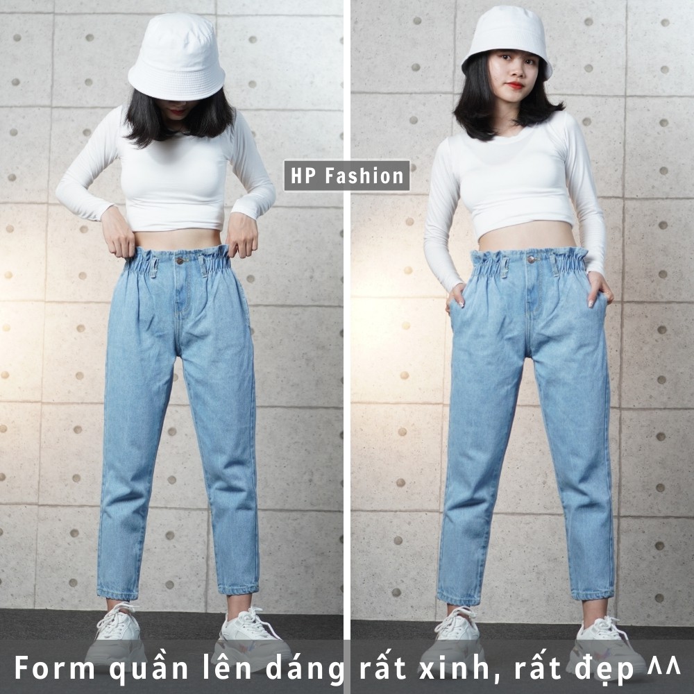 Quần baggy nữ ❤️ Quần jean cạp cao lưng chun chất bò dày dặn trẻ trung - QJ02