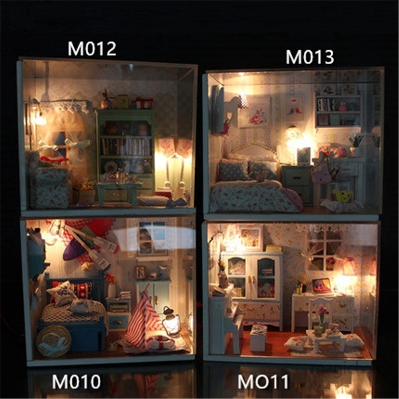 Creative DIY Doll House Furniture 3D Wooden Dollhouse Toys for Children Birthday Gifts M011