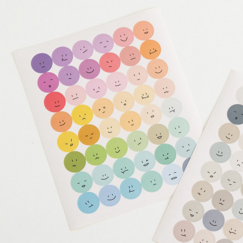 Nhãn dán HOUSEEKER hình tròn họa tiết biểu cảm khuôn mặt đáng yêu dùng để trang trí