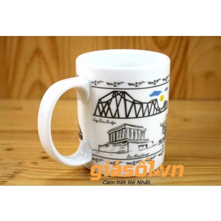 Cốc uống nước hình Thủ Đô Hà Nội 350ml gốm sứ Bát tràng 01