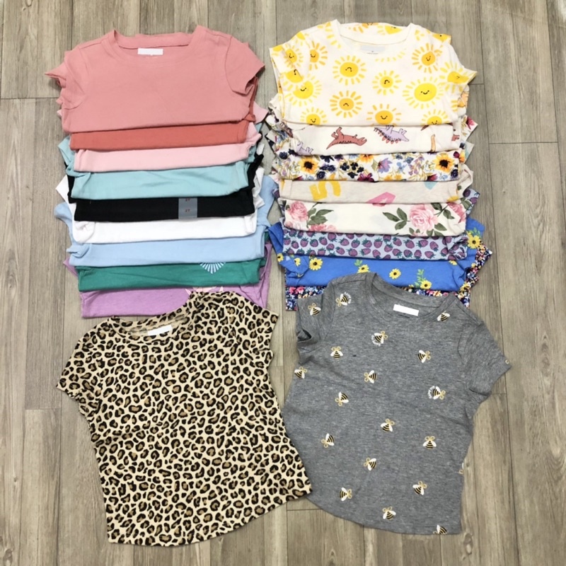 Áo thun cộc tay bé gái chất cotton mềm mát, áo phông xuất dư cho bé
