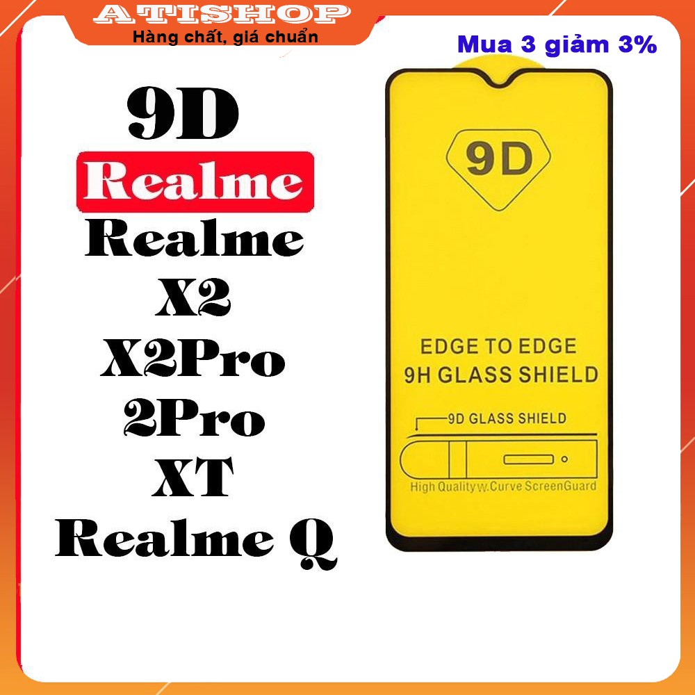 Kính cường lực realme XT/ X2/ X2Pro/ 2Pro/ Q - Full màn hình-9D-9H