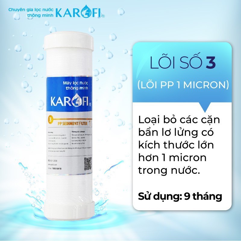 [ GIÁ HỦY DIỆT ] Bộ 3 lõi lọc nước Karofi 1 2 3 dùng cho máy lọc nước RO