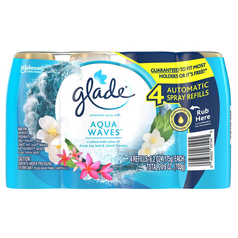 Bộ tinh dầu thơm Glade Automatic Spray Refills nhiều mùi, 4 x 175g