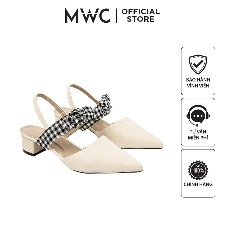 Giày Cao Gót MWC Mũi Nhọn Da Trơn Giày Sục Bít Mũi Giày Cao Gót Quai Hậu Bít Mũi 3CM Quai Nơ NUCG- 3693 ♈