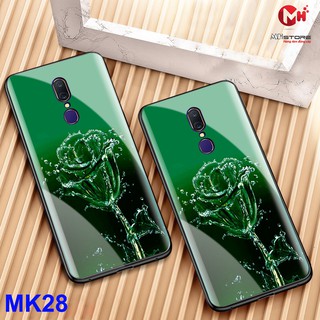 ốp lưng kính cường lực MK28 - hoa hồng xanh cho oppo F11 & F11 pro