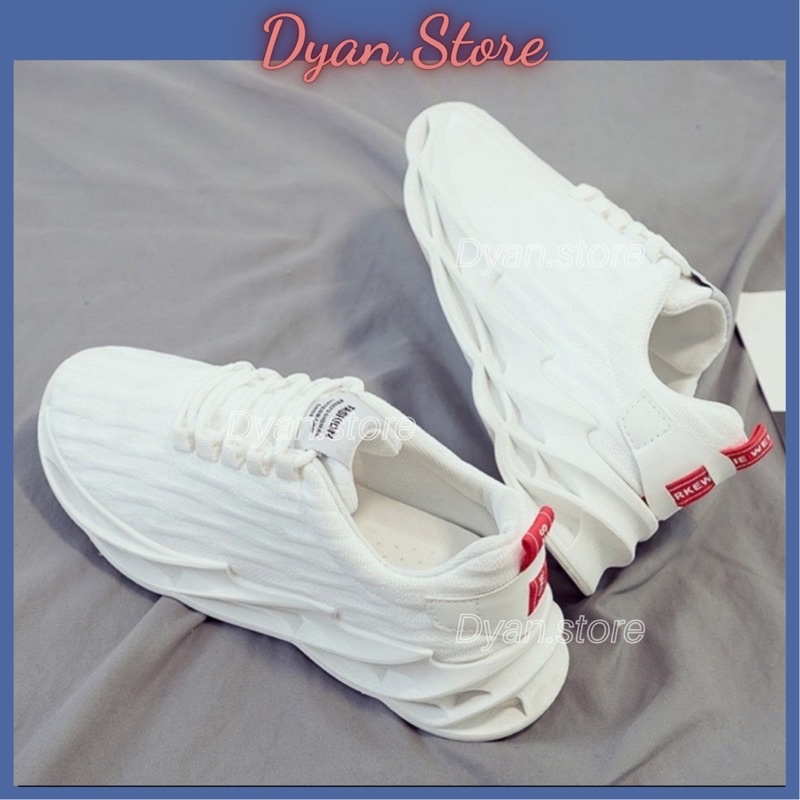Giày thể thao nam thời trang cá tính giày sneaker đơn màu trăng đen thêm điểm nhấn