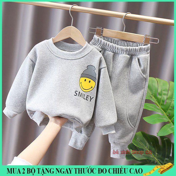 Bộ thu đông cho bé trai bé gái 14-45kg SMILE chất nỉ dày dặn, hàng may kĩ.SMILE68