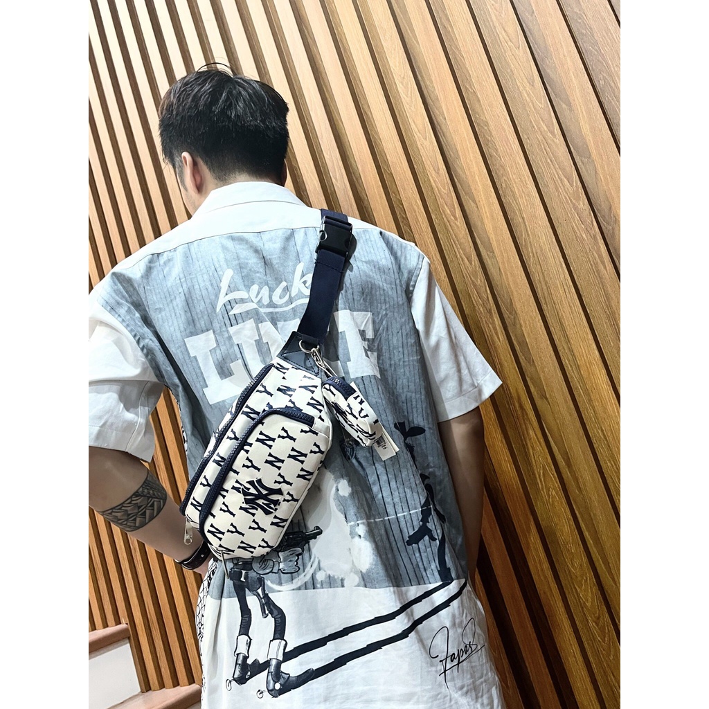 Túi đeo chéo MLB NY monogram Kèm Ví Nhỏ unisex đeo bụng bao tử thiết kế thời trang sang trọng chất vải chống nước
