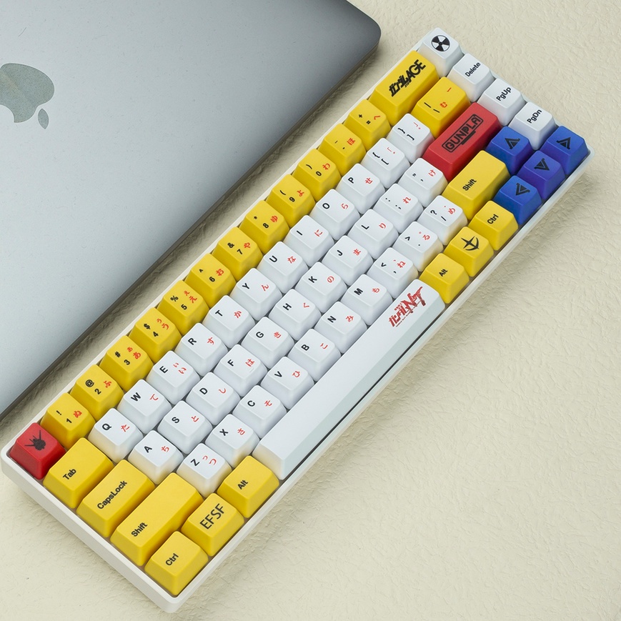 Keycap Yellow Gundam nhựa PBT cao cấp, Profile OEM, in Dye Sub 123 Nút