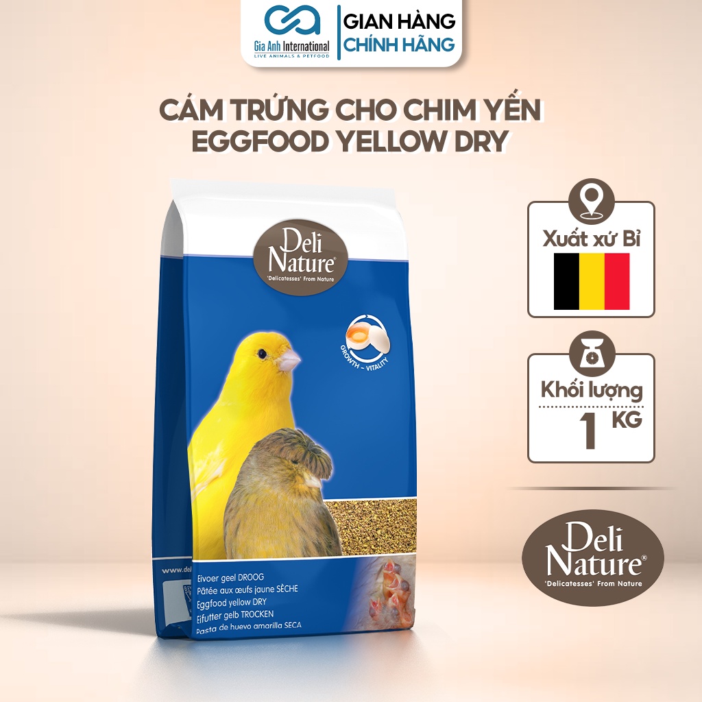 Cám Trứng Khô Bổ Sung Dinh Dưỡng Dành Cho Chim Yến - Deli Nature Eggfood Yellow Dry Tăng Sức Đề Kháng, Lông Mượt Gói 1kg