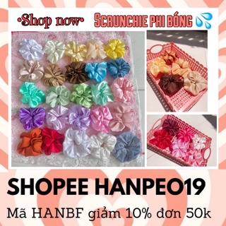 Scrunchie phi bóng hơn 20 màu vải siêu dày