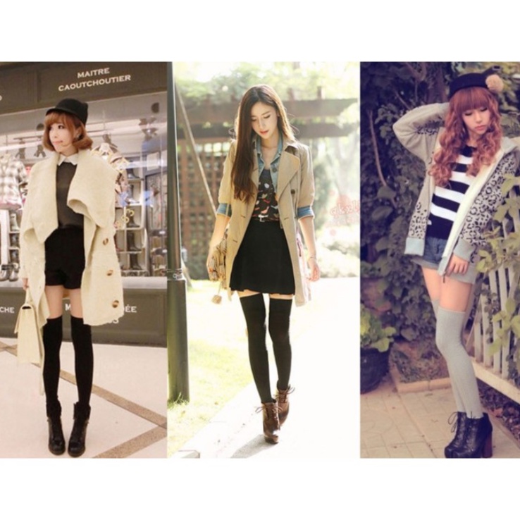 Vớ Tất Siêu Cao Trên Gối Thun Pha 4 Chiều