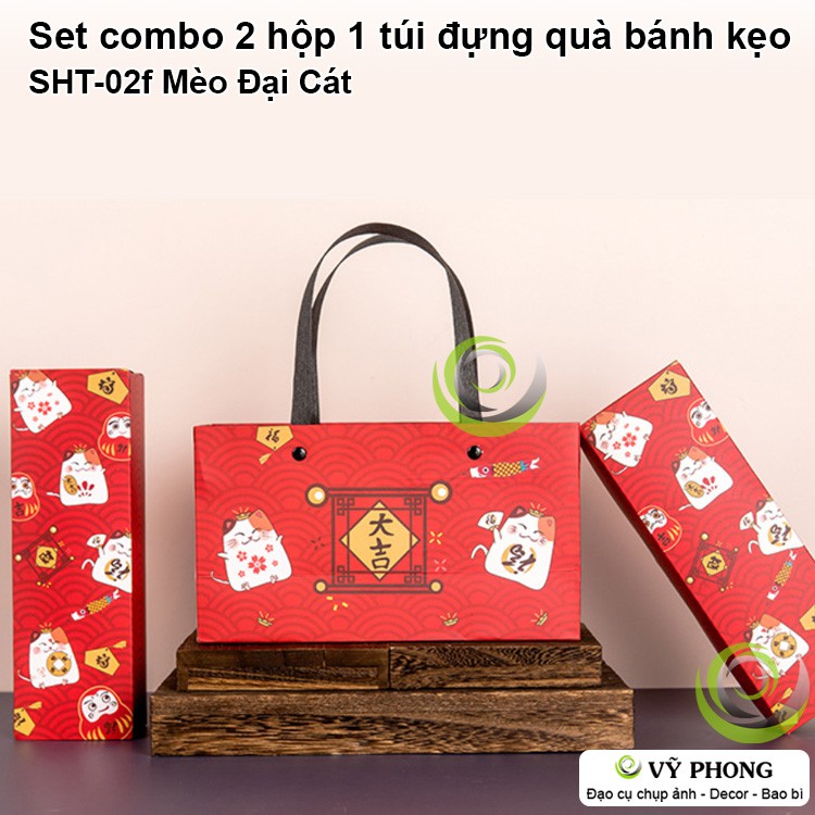 SET 2 HỘP + TÚI ĐỰNG QUÀ TẶNG BÁNH KẸO LỄ TẾT SINH NHẬT SHT-01,02