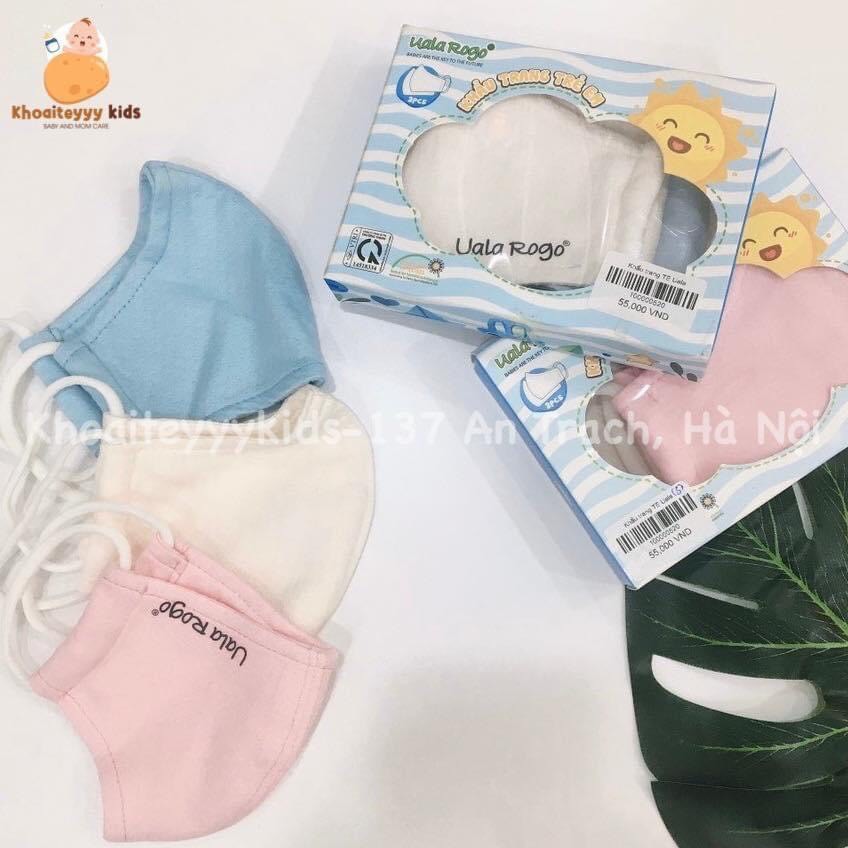 Set 2 khẩu trang cho bé Uala Rogo sợi tre 2 lớp Freesize từ 0- 3Y