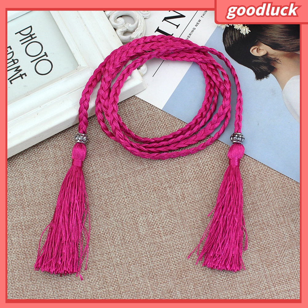 Thắt Lưng Dây Bện Phối Tua Rua Thời Trang Cho Nữ