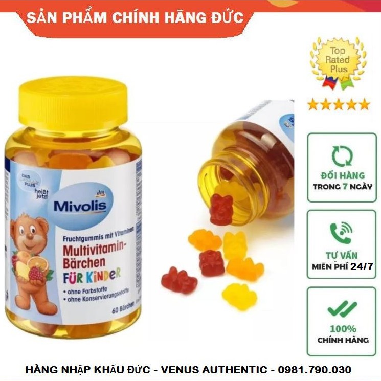 Kẹo gấu vị trái cây bổ sung Vitamin tổng hợp cho trẻ em Mivolis Mutilvitamin Barchen 60viên - Nội địa Đức