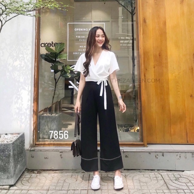 ☀️Set Quần Ống Rộng + Áo Kiểu Cột