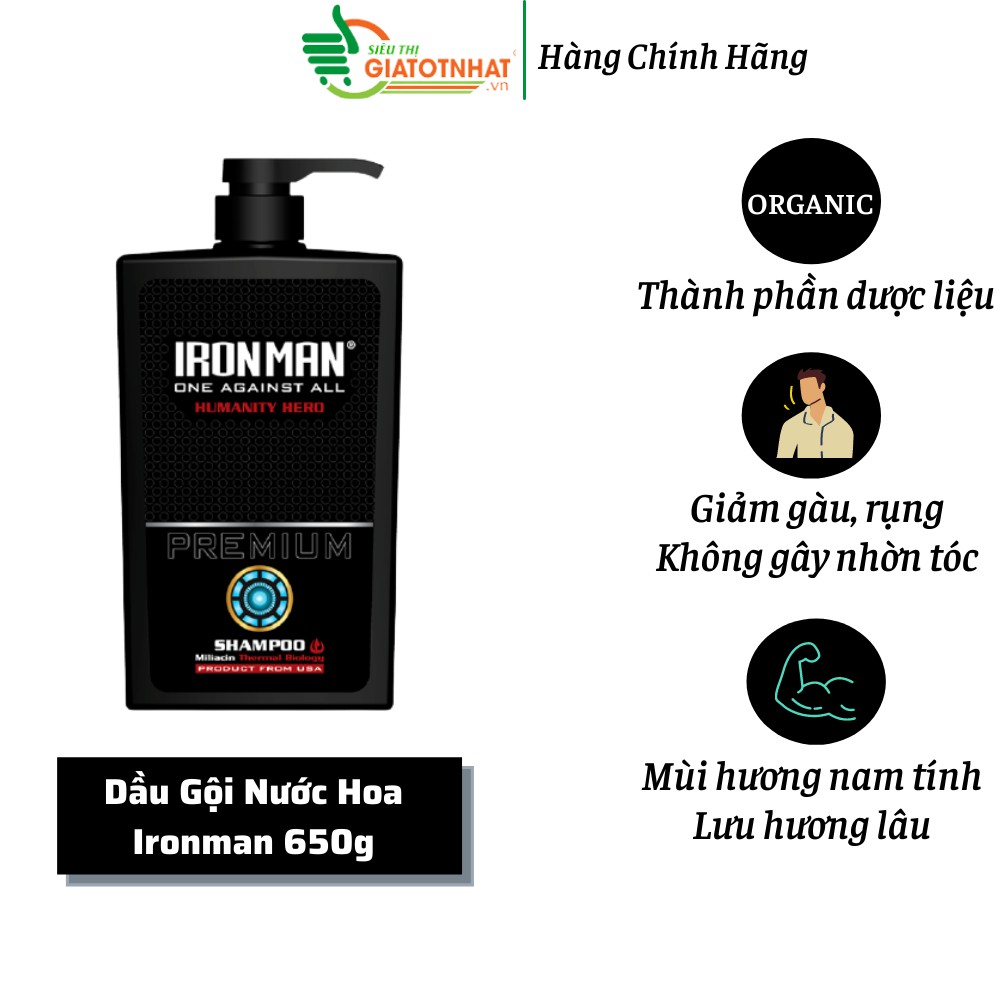 Dầu gộị hương nước hoa nam Ironman Humanity Hero 650g + Dầu gội nước hoa nam Formen Classic 650g