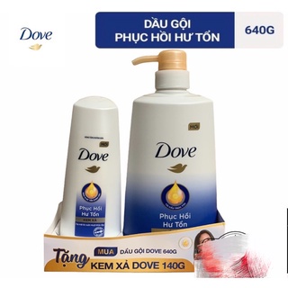 Dầu gội Dove phục hồi hư tổn 640g tặng kèm dầu xả, hoặc dầu gội 140g