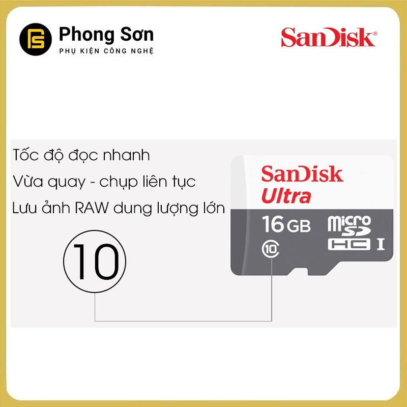 Thẻ nhớ Micro SDHC 16GB Ultra 533x 80mb/s Sandisk | BigBuy360 - bigbuy360.vn
