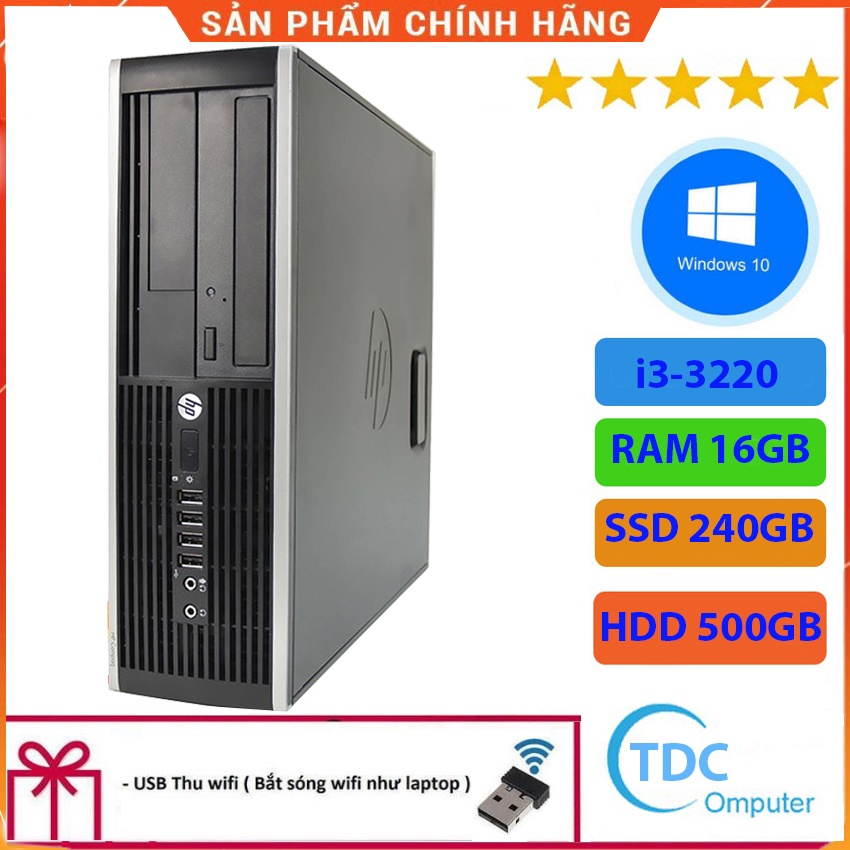 Case máy tính để bàn HP Compaq 6300 SFF CPU i3-3220 Ram 16GB SSD 240GB HDD 500GB Tặng USB thu Wifi, Bảo hành 12 tháng