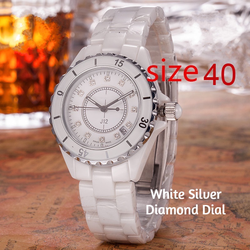 Đồng Hồ Nữ Unisex Đá Ceramic j12 Màu Đen / Trắng , Size 34mm - 40mm
