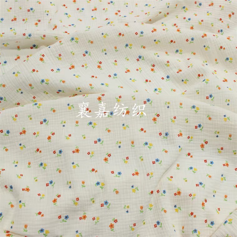 vải xô muslin 2 lớp cao cấp hoa nhí nhiều màu nền kem
