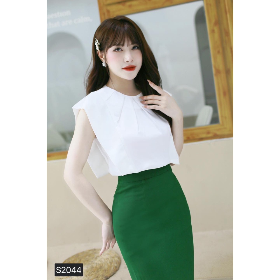 Set áo trắng chân váy bút chì S2044 - DVC phân phối chính thức ( kèm video+ ảnh thật sản phẩm shop tự chụp)