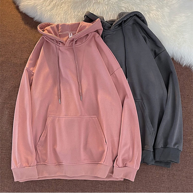 SUXI Áo Hoodie Dáng Rộng Màu Sắc Đơn Giản Phong Cách Hàn Quốc Cho Nữ