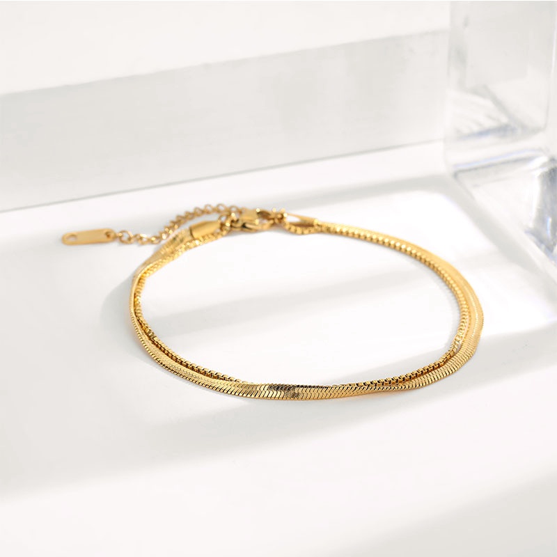 Lắc chân titan nữ không gỉ dây 2 lớp cá tính mềm mại thoai mái
