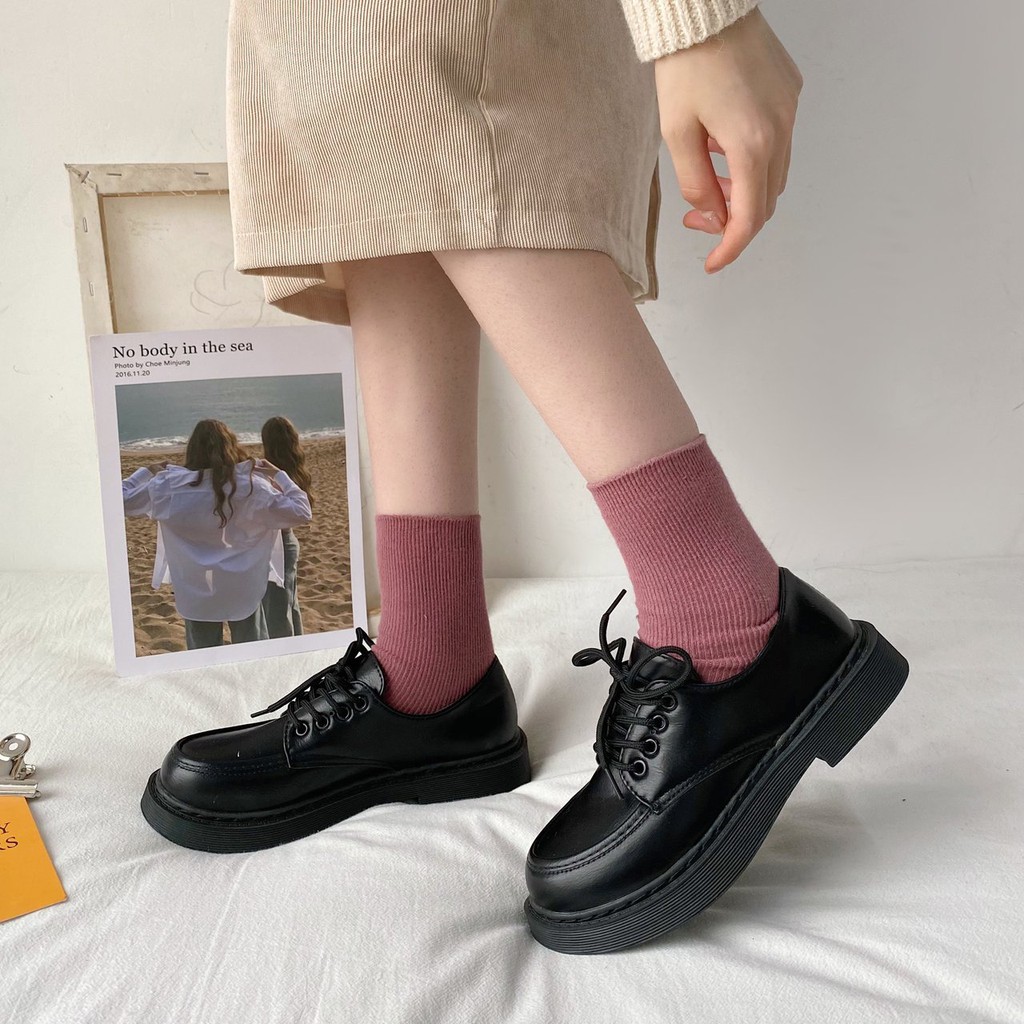 Simple Design Leather Shoes Easy To Coordinate Korean Style Fashion