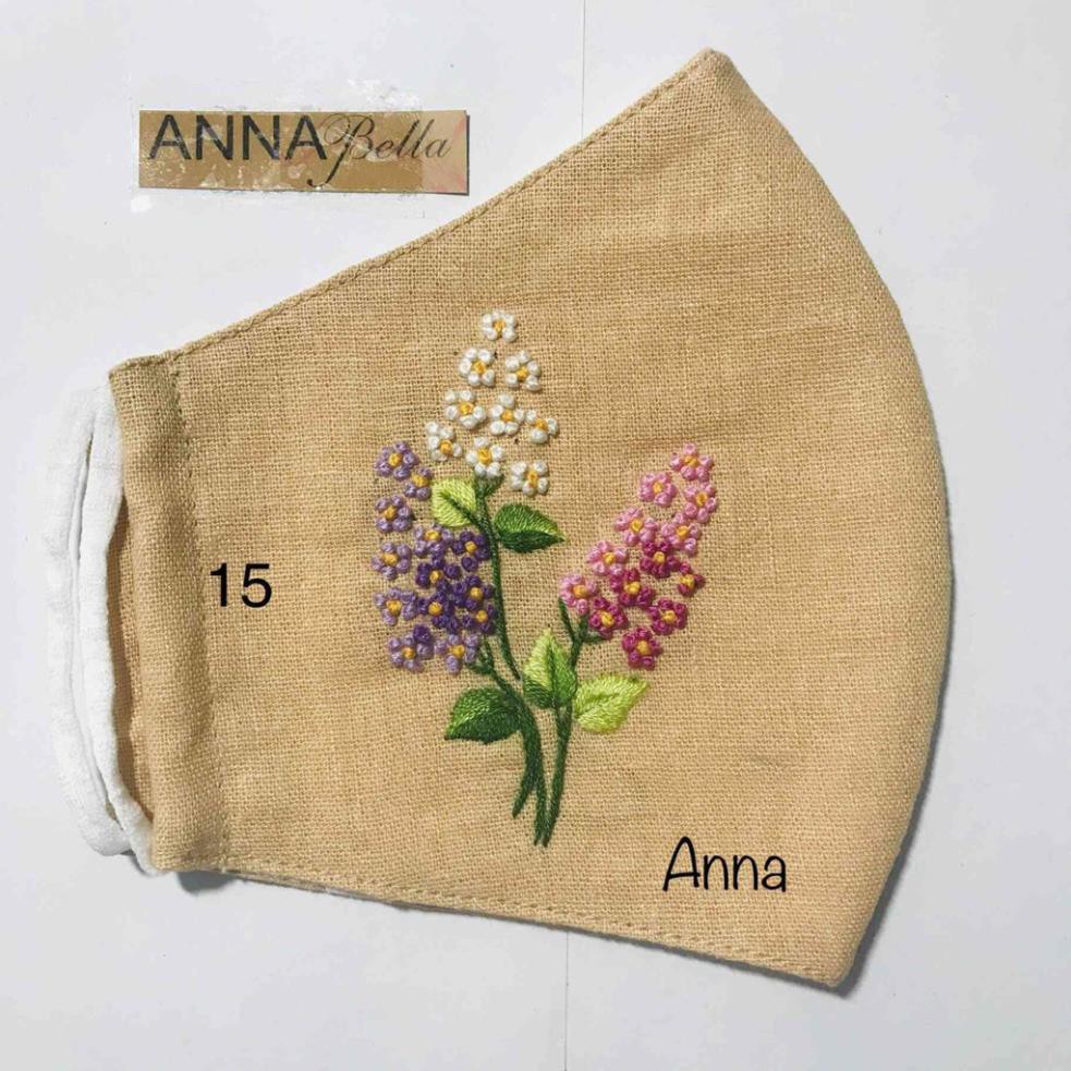 [FREESHIP] Khẩu Trang Vải Linen Thêu Tay mẫu hoa AN14 | BigBuy360 - bigbuy360.vn