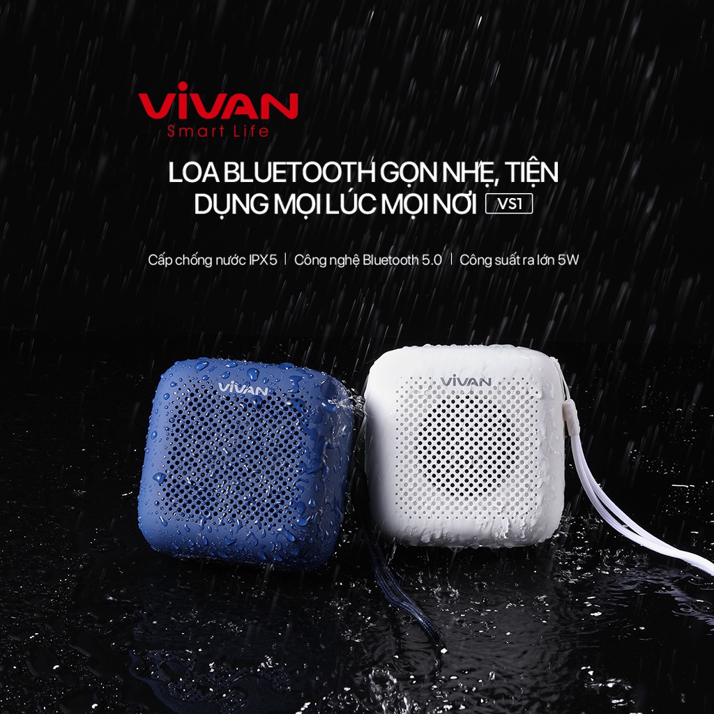 Loa Bluetooth Mini Nhỏ Gọn Tiện Lợi 5.0 Wook VS1 Chống Nước Âm Thanh Sống Động Hỗ Trợ Thẻ SD & USB Hàng Chính Hãng