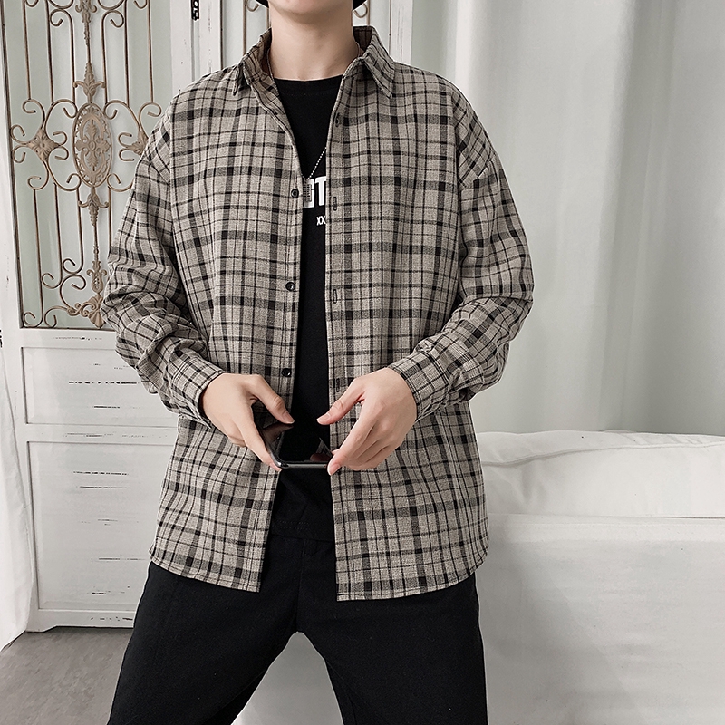 Áo sơ mi tay dài dáng rộng phong cách năng động hợp thời trang cho nam