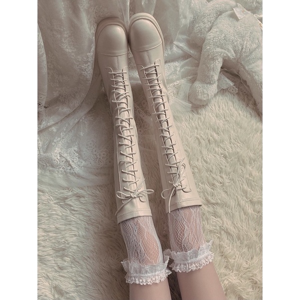 Vớ / Tất lolita cơ bản cổ ren dài trên gối