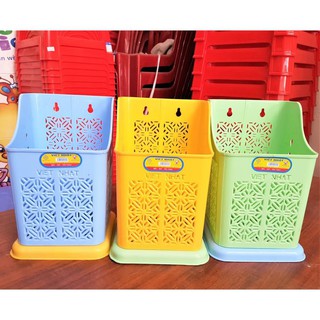 Ống Cắm Đũa Thìa Việt Nhật Hình vuông Kèm Lọ Tăm  Nhựa VIETNHAT