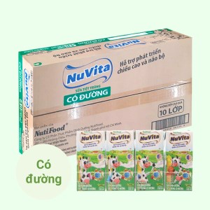 Thùng 48 hộp sữa tiệt trùng Nuvita 180ml (có đường, dâu, sô cô la)