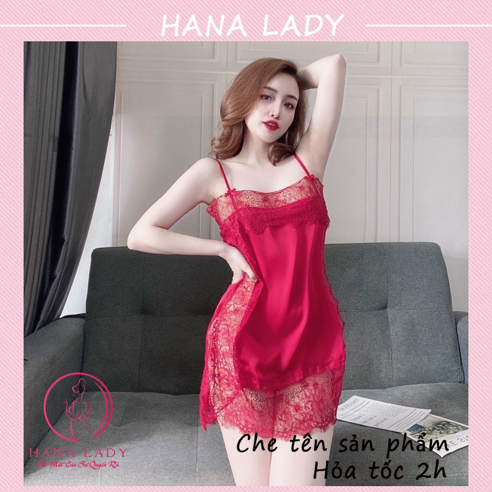 Váy ngủ lụa sexy cao cấp - Đầm ngủ nữ quyến rũ xẻ hông gợi cảm kèm quần lọt khe VN488