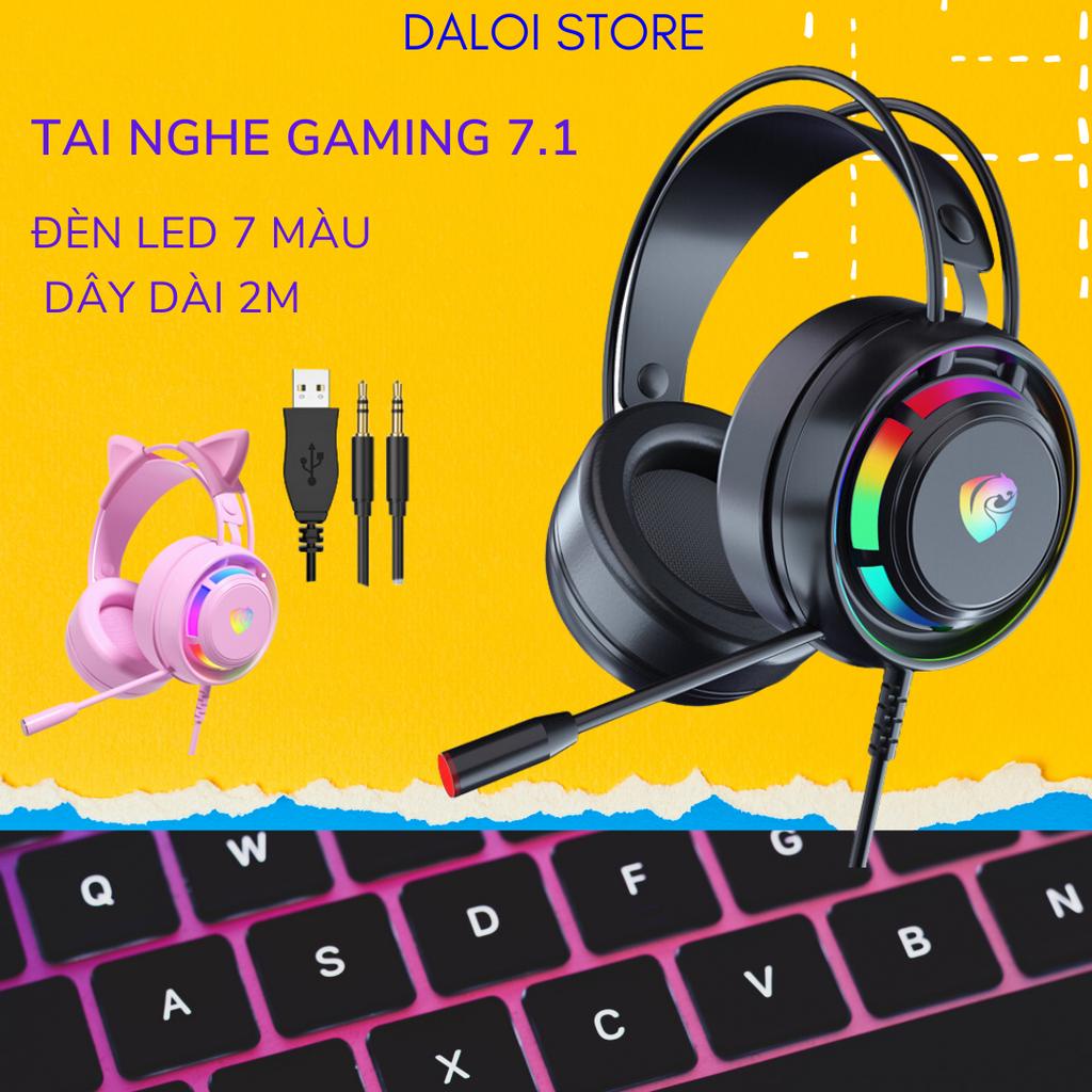 Tai nghe chụp tai chơi game có Mic giả lập 7.1 đèn Led rgb tai nghe gamingcho máy tính PC laptop điện thoại PSH300