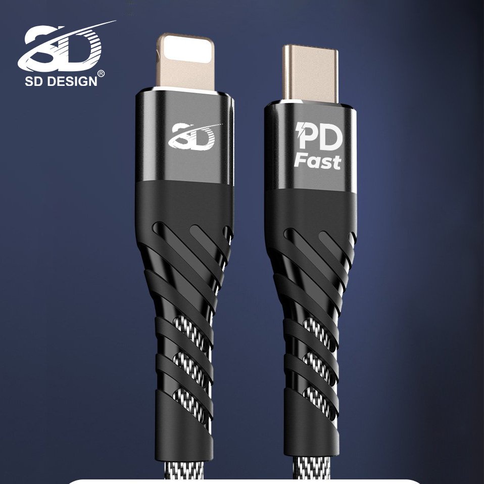 Cáp sạc PD 20W L9 chính hãng SD Design, chân sạc USB C Sang Lighting dây dù chống đứt cho ip 6 đến 13 pro max
