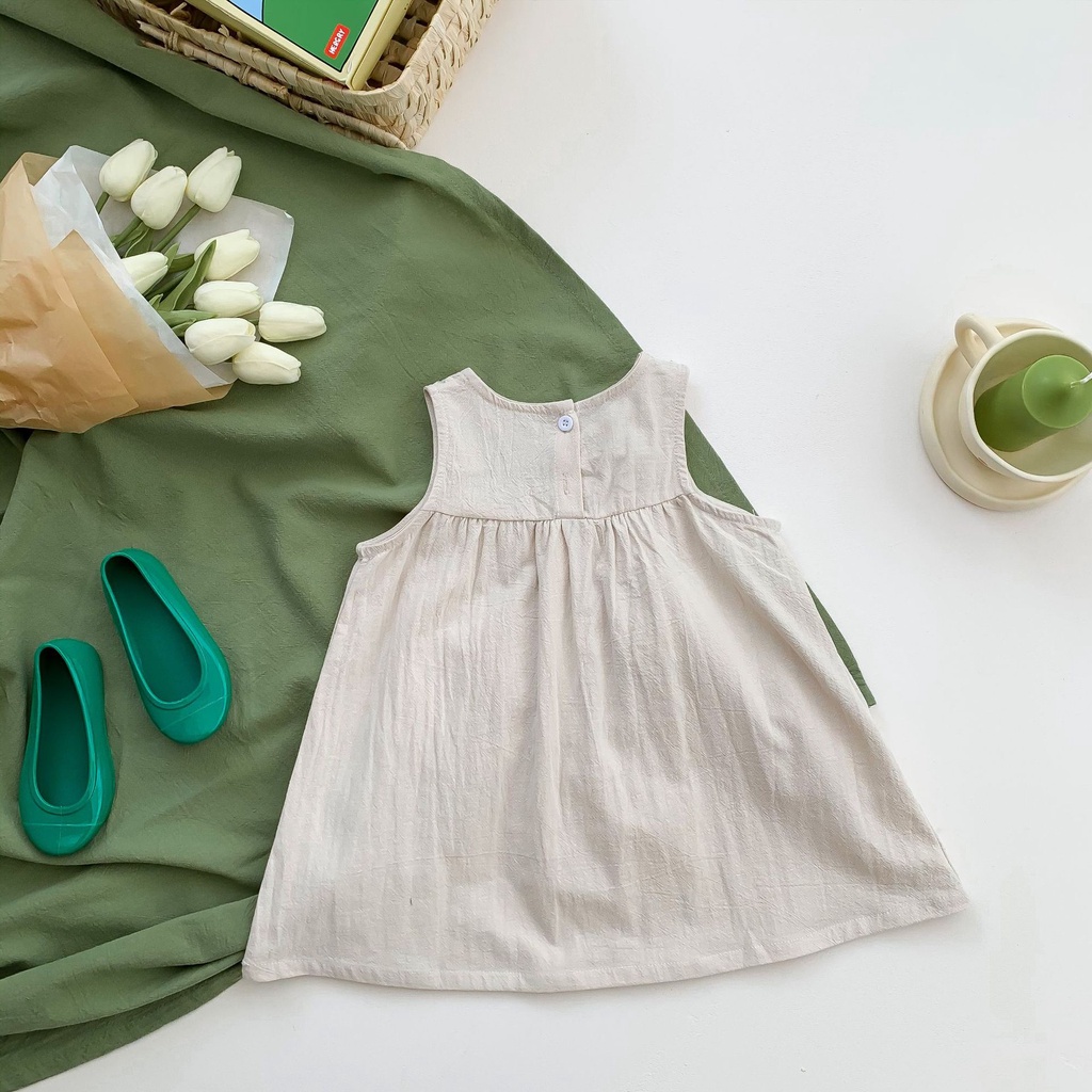 Bộ Váy Không Tay Với Họa Tiết Hoa Dùng Cho Bé Gái Từ 2-6 Tuổi