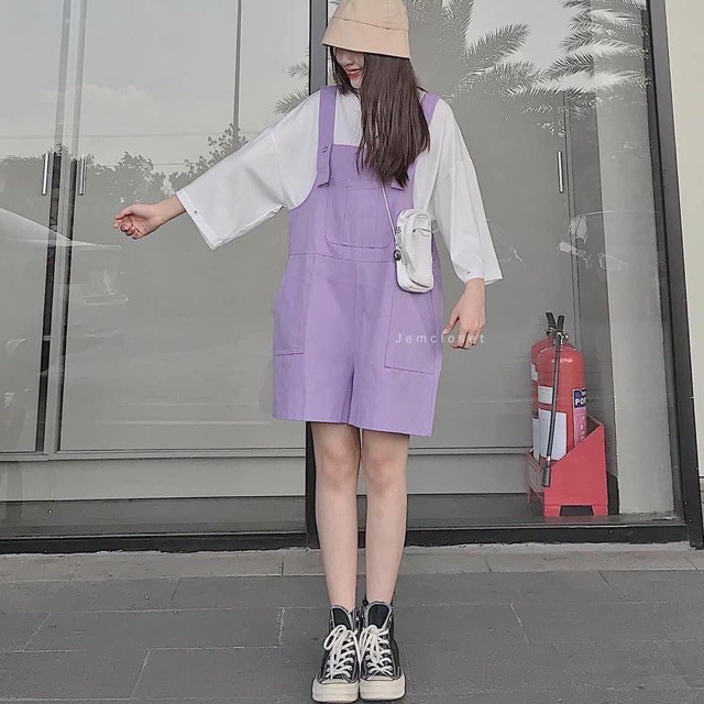 Yếm kaki túi ngực hot trend - Yếm nữ màu tím chất đẹp | BigBuy360 - bigbuy360.vn